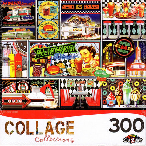 50s Retro Collage by Kate Ward Thacker 300 Piece Puzzle