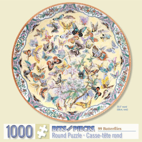 Ninety Nine Butterflies 1000 Piece Round Puzzle