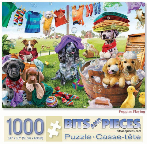 Puppies Playing by Adrian 1000 Piece Puzzle