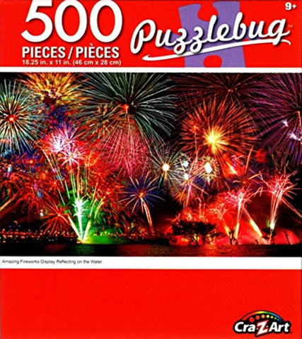 Puzzlebug 500 - Amazing Fireworks Display Reflecting on The Water