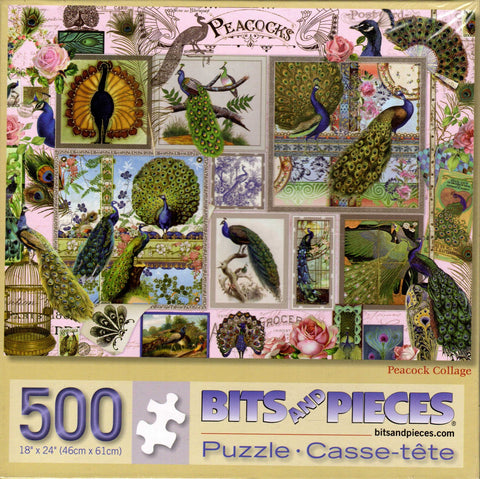 Peacock Collage 500 Piece Jigsaw Puzzle