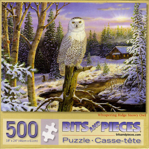 Whispering Ridge Snowy Owl 500 Piece Puzzle