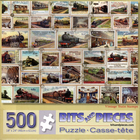 Vintage Train Stamps 500 Piece Puzzle