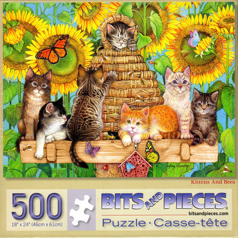Kittens And Bees 500 Piece Jigsaw Puzzle