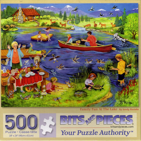 Family Fun At The Lake by Sandy Rusinko 500 Piece Puzzle