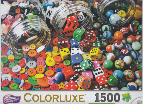 Colorluxe 1500 Piece Puzzle - Buttons, Dice and Marbles