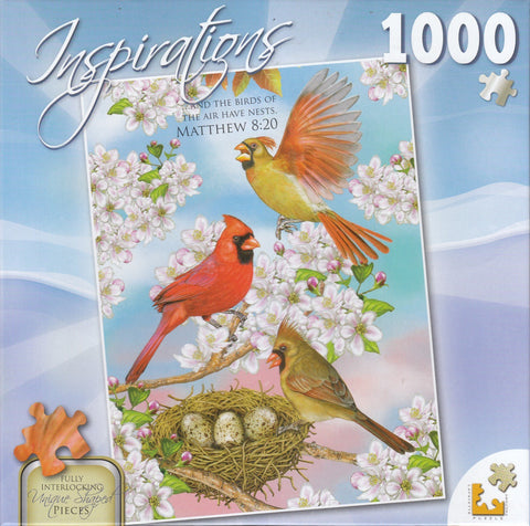 Inspirations 1000 Piece Puzzle - Cardinals And Cherry Blossoms