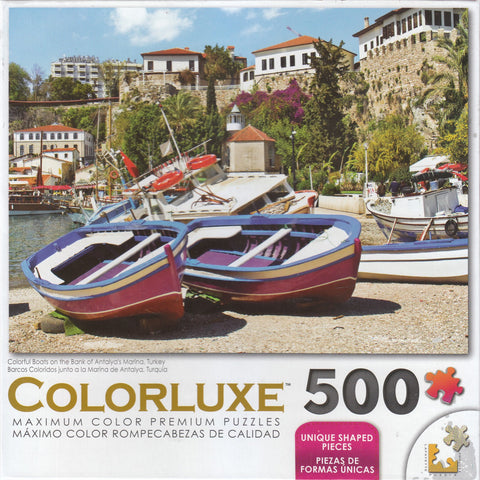 Colorluxe 500 Piece Puzzle - Colorful Boats on the Bank of Antalya's Marina