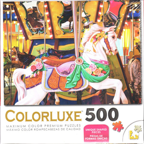 Colorluxe 500 Piece Puzzle - Colorful Wooden Carousel