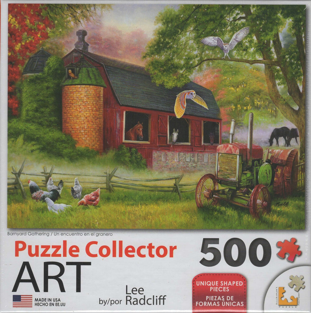 Puzzle Collector Art 500 Piece Puzzle - Barnyard Gathering