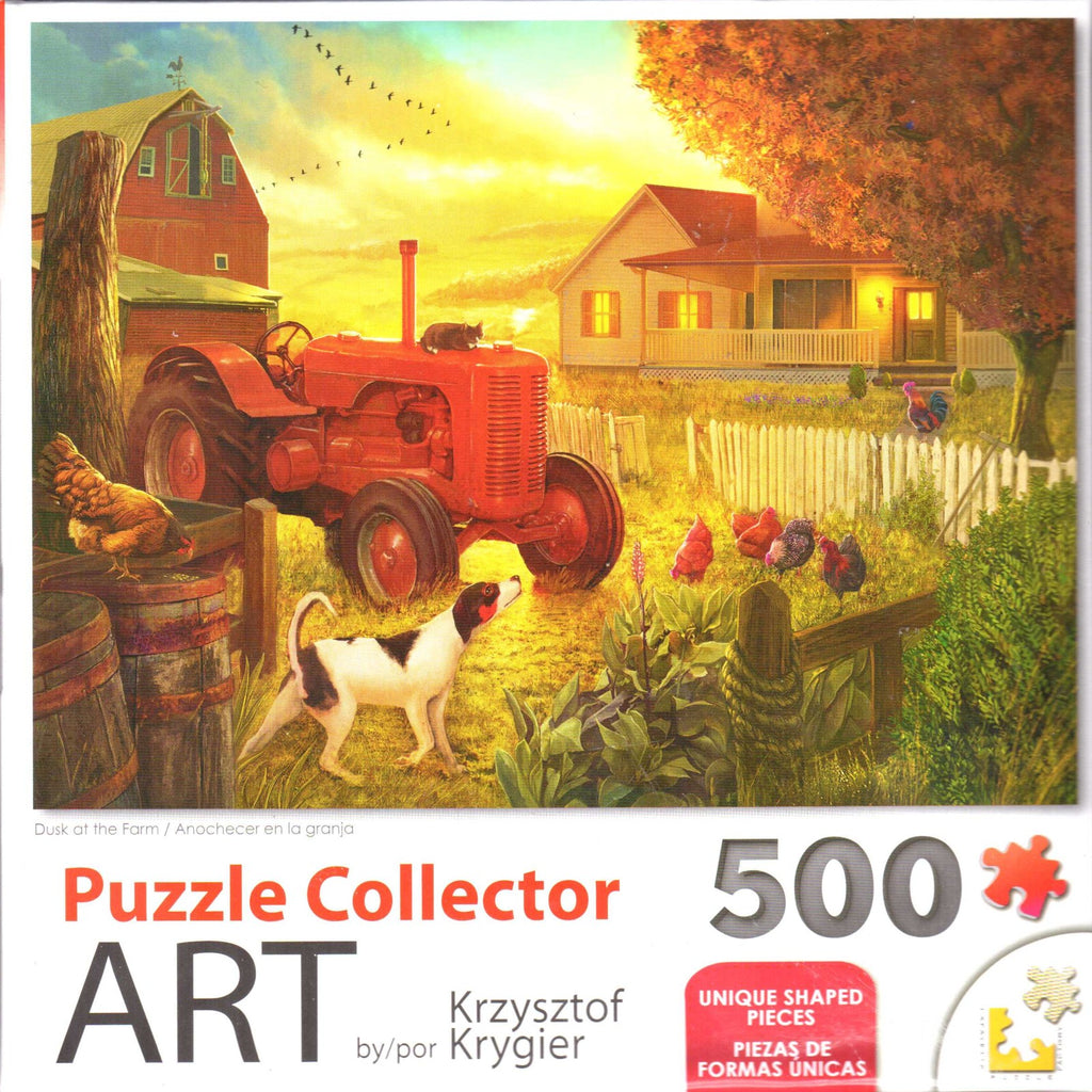 Puzzle Collector Art 500 Piece Puzzle - Dusk at the Farm