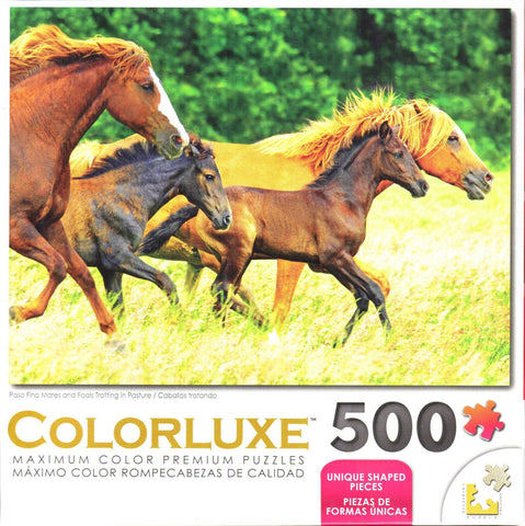Colorluxe 500 Piece Puzzle - Paso Fino Mares and Foals Trotting in Pasture