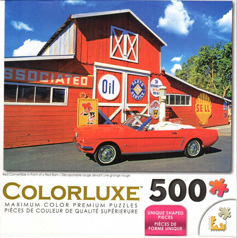 Colorluxe 500 Piece Puzzle - Red Convertible in Front of a Red Barn