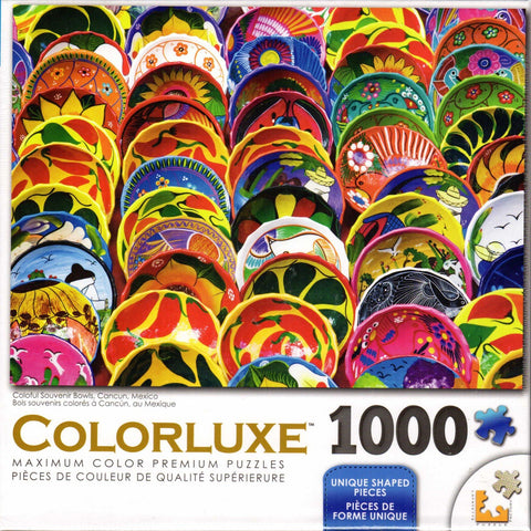 Colorluxe 1000 Piece Puzzle - Colorful Souvenir Bowls Cancun Mexico