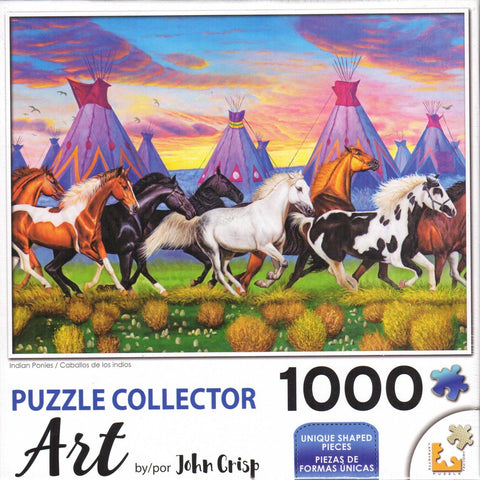 Puzzle Collector Art 1000 Piece Puzzle - Indian Ponies
