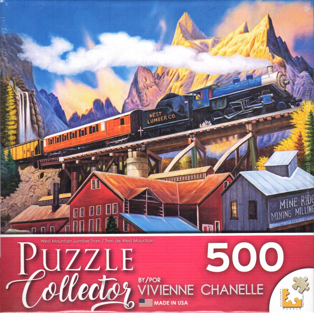 Puzzle Collector Art 500 Piece Puzzle - West Mountain Lumber Train