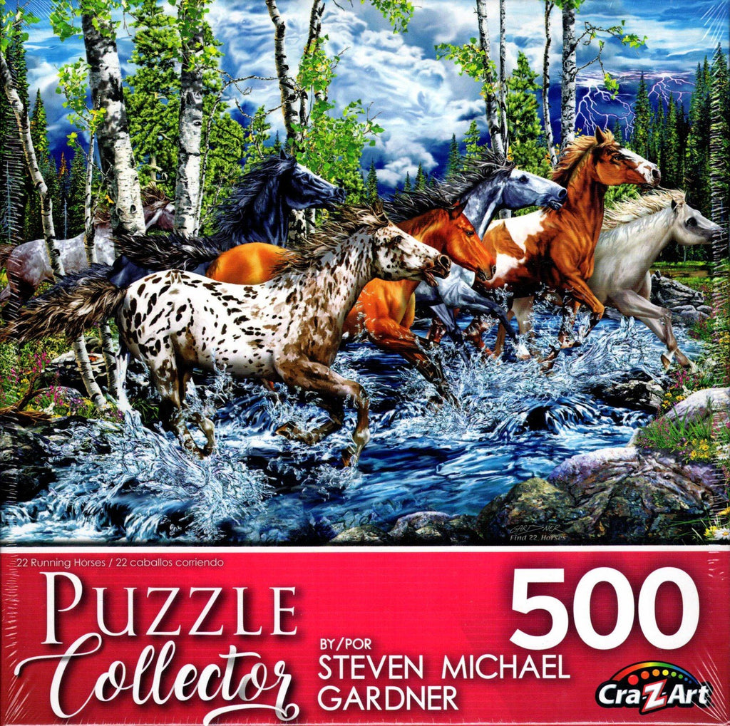 Puzzle Collector 500 Piece Puzzle - 22 Running Horses by Steven Michael Gardner