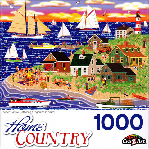 Beach Bonfire Gathering 1000 Piece Puzzle