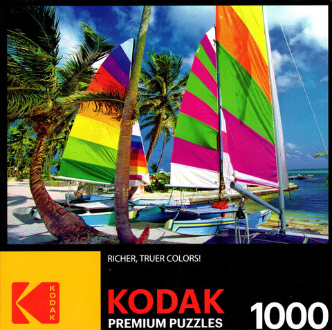 Kodak - Colorful Sailboats on a Beach 1000 Piece Puzzle