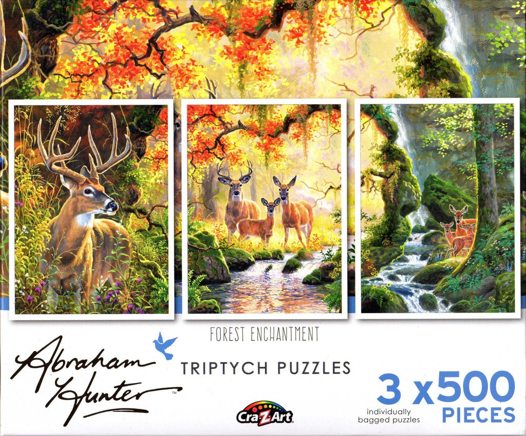 Forest Enchantment Triptych by Abraham Hunter 3x500 Piece Puzzle