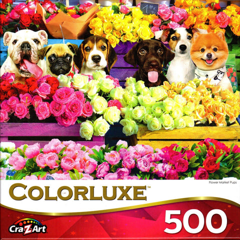 Colorluxe 500 Piece Puzzle - Flower Market Pups