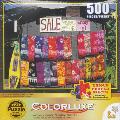 Colorluxe 500 Piece Puzzle - Colorful Pareos, Oahu, Hawaii
