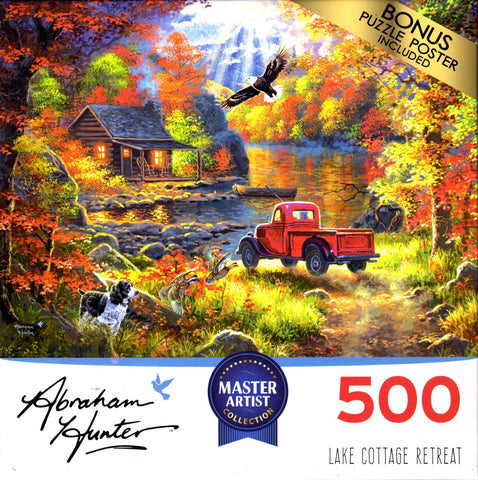Lake Cottage Retreat 500 Piece Puzzle by Abraham Hunter