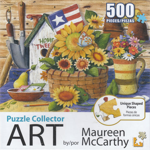 Puzzle Collector Art 500 Piece Puzzle - Sunflowers And Flag
