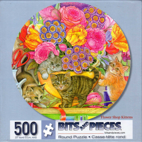 Flower Shop Kittens Round 500 Piece Puzzle