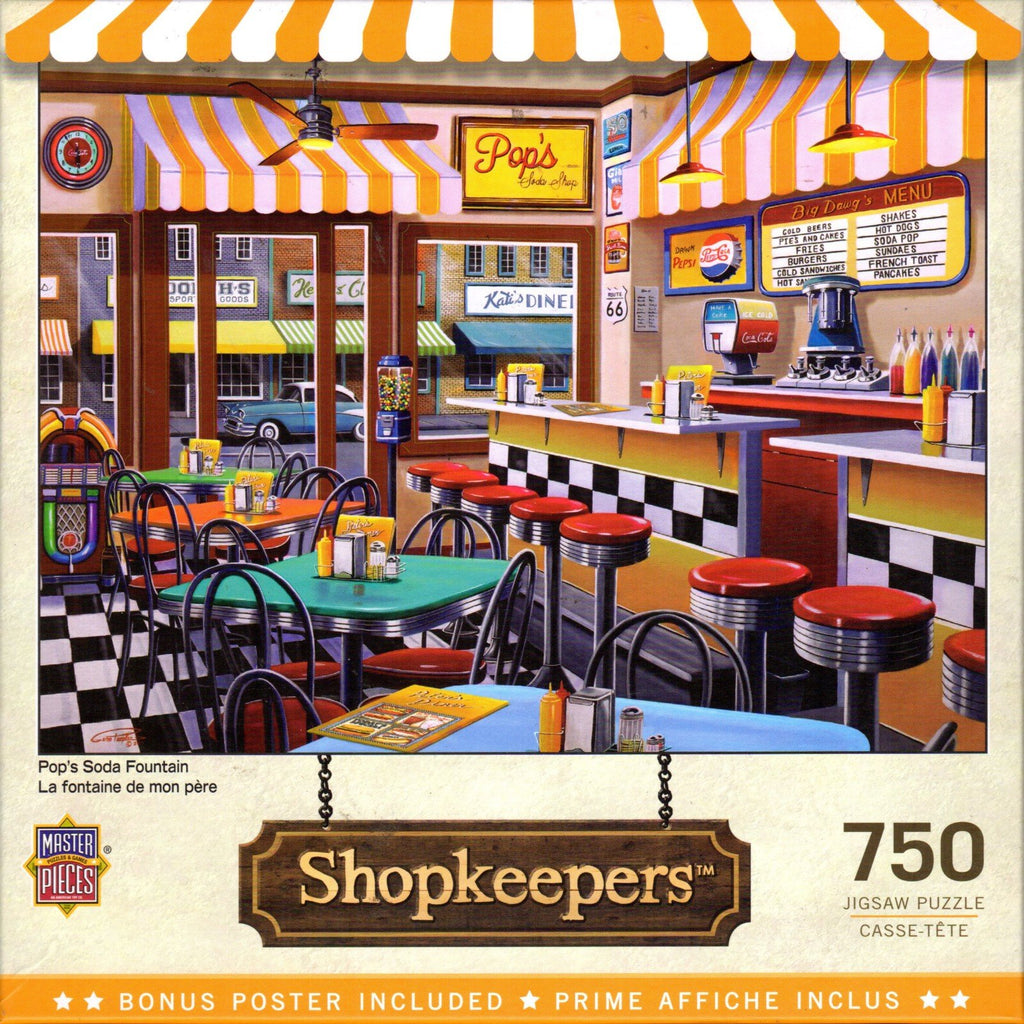 Pop'S Soda Fountain by Gene Peoples 750 Piece Puzzle