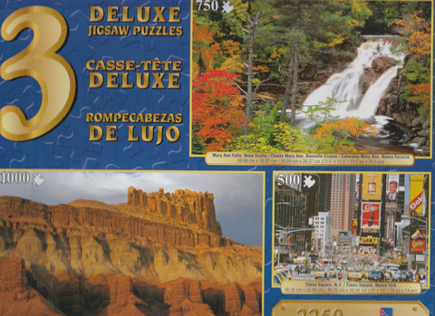 3 Deluxe Puzzles: Times Sq, Mary Ann, Castle 2250 Piece