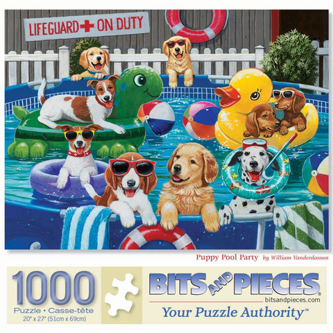 Puppy Pool Party by William Vanderdasson 1000 Piece Puzzle