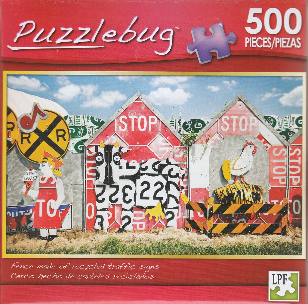 Puzzlebug 500 - Fence Made of Recycled Traffic Signs