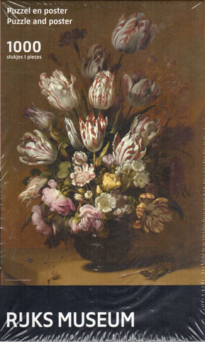 Puzzleman 1000 Piece Puzzle with Poster - Rejks Museum: Floral Still Life By Hans Bollongier
