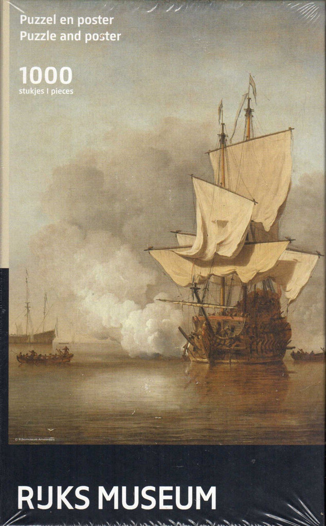 Puzzleman 1000 Piece Puzzle with Poster - Rejks Museum: The Cannon Shot By Willem van de Velde II