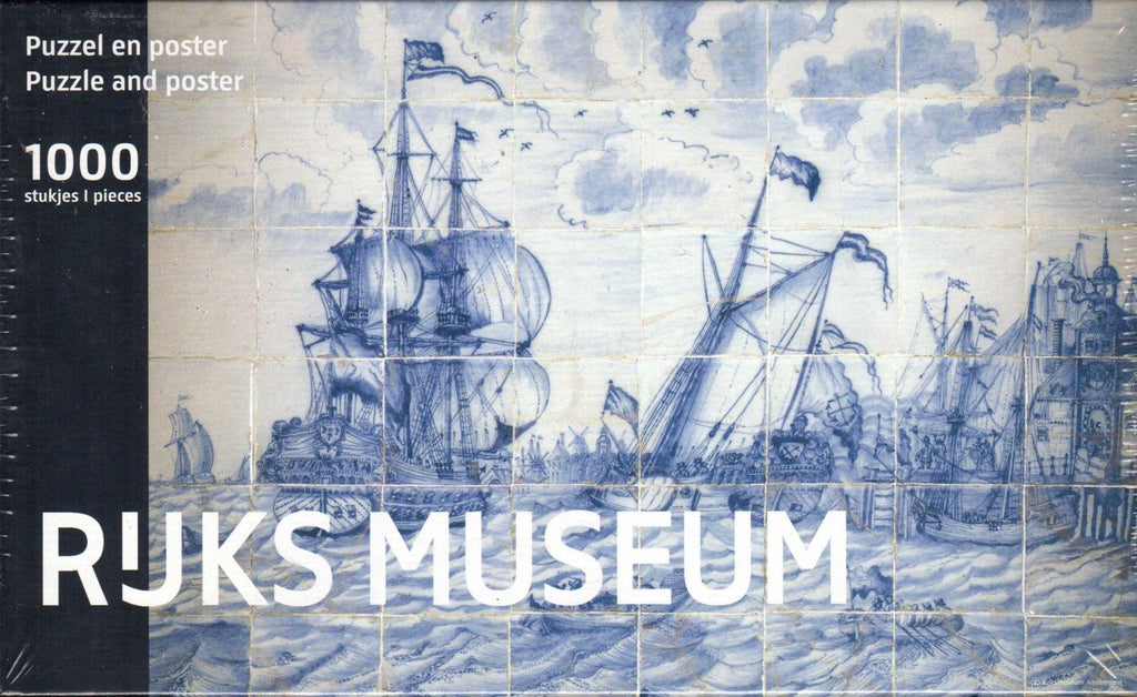 Puzzleman 1000 Piece Puzzle with Poster - Rejks Museum: Picture With Willem III's Ship "Den Briel" and the Flagship off the Oude Hoofd in Rotterdam
