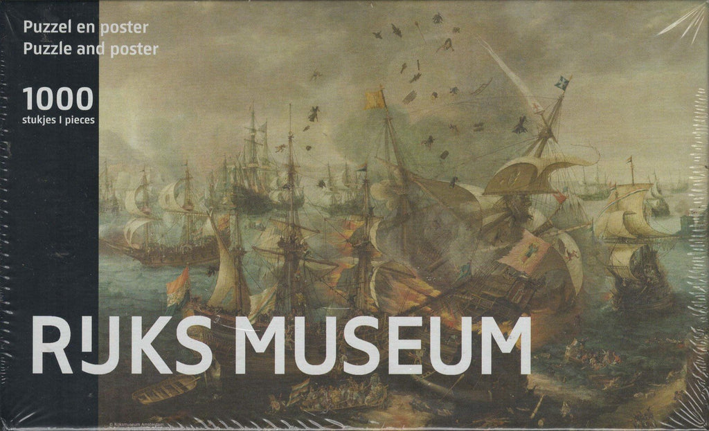 Puzzleman 1000 Piece Puzzle with Poster - Rejks Museum: Explosion of the Spanish Flagship during the Battle of Gibraltar