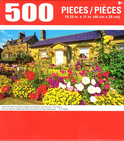 Puzzlebug 500 - Summer View of Denwick Village and Gardens with Flowers in Full Bloom 500 Piece Puzzle