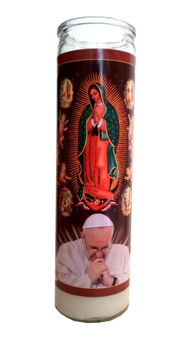 Pope Francis & Virgen De Guadalupe Devotional Candle