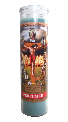 7 African Powers (7 Potencias Africanas) Perfumed Devotional Blue Candle
