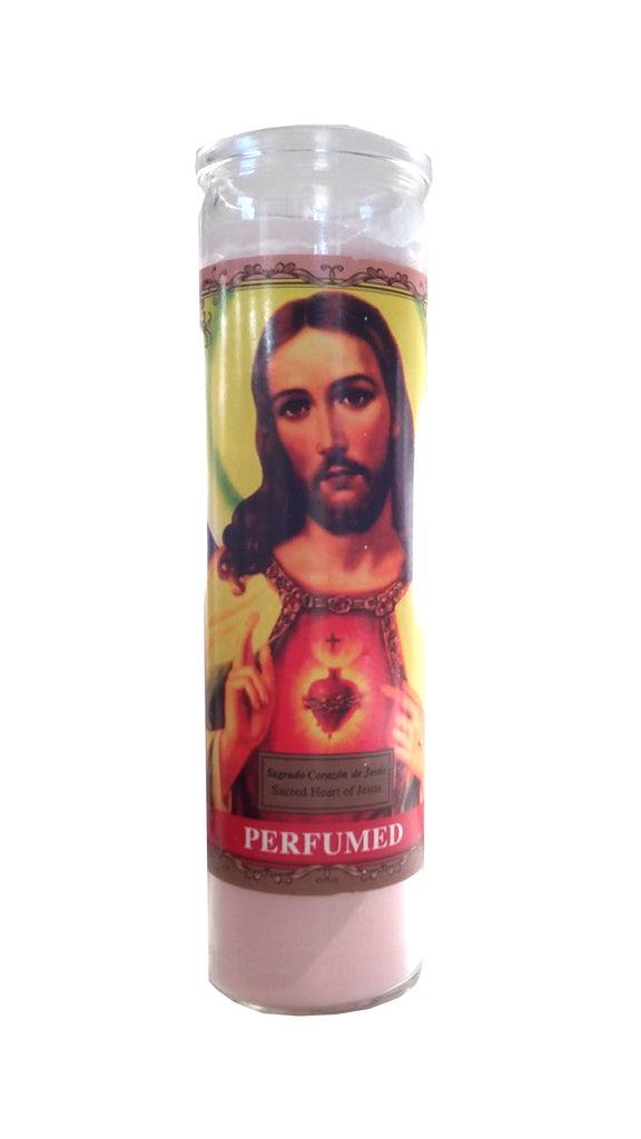 Sacred Heart of Jesus (Sagrado Corazon de Jesus) Perfumed Devotional Light Pink Candle