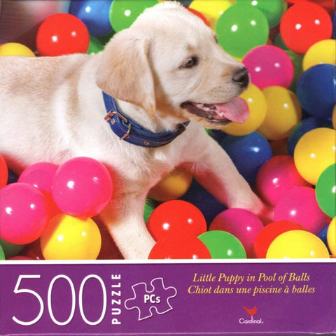 Little Puppy in Pool of Balls 500 Piece Puzzle