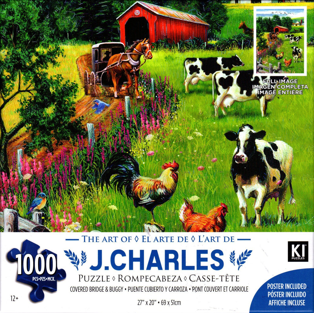 Covered Bridge & Buggy 1000 Piece Puzzle