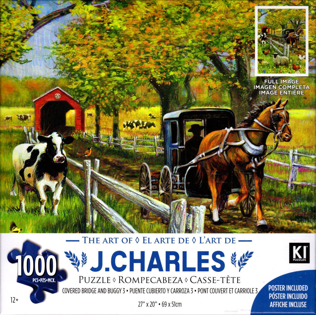 Covered Bridge and Buggy 3 1000 Piece Puzzle