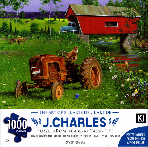 Covered Bridge and Tractor 1000 Piece Puzzle