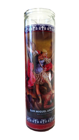 Saint Michael Archangel (San Miguel Arcangel) Red Devotional Candle
