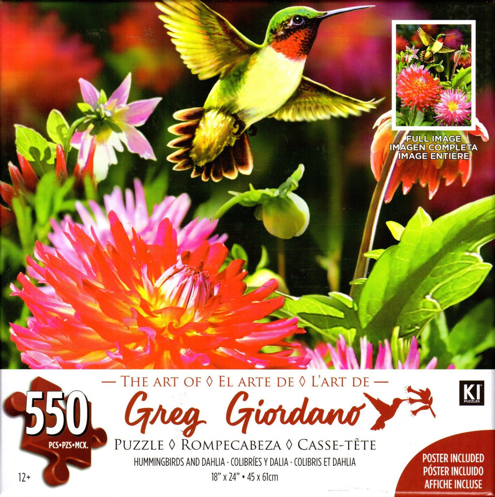 Hummingbirds and Dahlia 550 Piece Puzzle