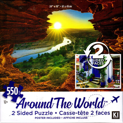 Around the World 2 Sided 550 Piece Puzzle: Kalbarri National Park / Skopelos Island