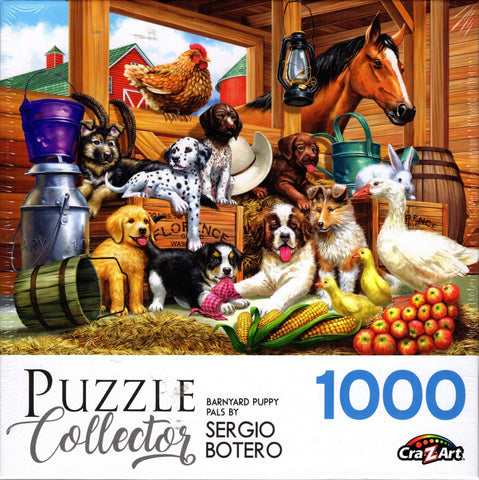 Puzzle Collector 1000 Piece Puzzle - Barnyard Puppy Pals by Sergio Botero