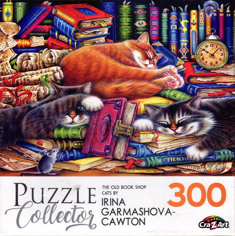 Puzzle Collector 300 Piece Puzzle - The Old Book Shop Cats by Irina Garmashova-Cawton